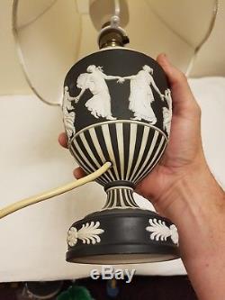 10 Wedgwood Black Jasperware Dancing Hours Urn Lamp