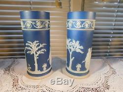 1800's Portland Jasper ware Column Spill Vases Antique Porcelain