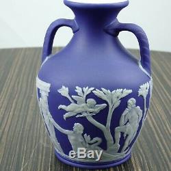 1870 Antique Wedgwood Jasperware Portland Vase In Cobalt Blue 5