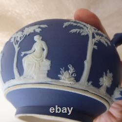 1894 Wedgwood Dark Blue Dipped Jasperware Teapot Wedgwood England 12 Oz 4.25 T