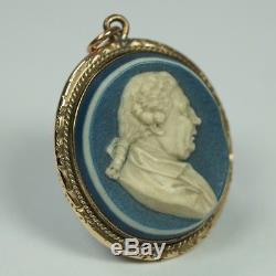 18th Century Miniature Wedgwood and Bentley Blue Jasperware Portrait Pendant