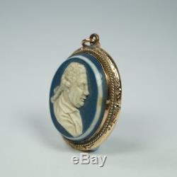 18th Century Miniature Wedgwood and Bentley Blue Jasperware Portrait Pendant