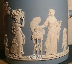 1901 WEDGWOOD milk pitcher jasperware antique english pottery vtg blue