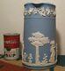 1901 Wedgwood Milk Pitcher Jasperware Antique English Pottery Vtg Blue Vase Art