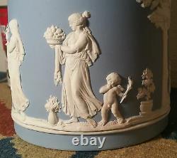 1901 WEDGWOOD milk pitcher jasperware antique english pottery vtg blue vase art