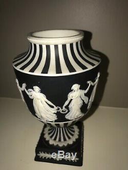 1961 Wedgwood Jasperware Black Dancing Hours Pedestal Vase