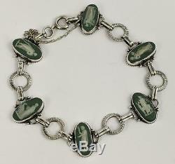 19th Century Wedgwood Jasperware Plaques Sterling Silver Bracelet
