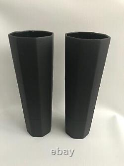 2 Wedgwood Black Jasper ware Octagonal Tall vases in excellent condition