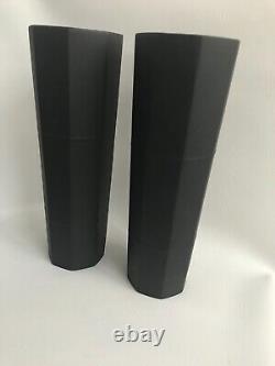 2 Wedgwood Black Jasper ware Octagonal Tall vases in excellent condition