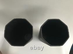 2 Wedgwood Black Jasper ware Octagonal Tall vases in excellent condition