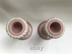 2 Wedgwood Pink Jasperware candle holders in excellent condition
