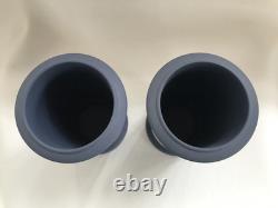 2 Wedgwood Portland blue jasperware posy vases in excellent condition