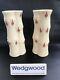 2 Wedgwood Yellow Jasperware Tall Bamboo Vases In Excellent Condition
