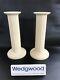 2 Wedgwood Yellow Jasperware Tall Candle Holders In Excellent Condition