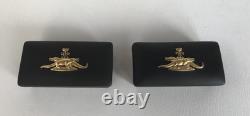 2 Wedgwood jasperware Black/gold Egyptian design trinket boxes