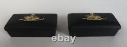 2 Wedgwood jasperware Black/gold Egyptian design trinket boxes