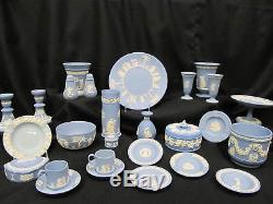 31pc Mixed Lot Wedgwood CREAM ON LAVENDER (Blue) NEOCLASSIC Jasperware Vases Etc