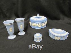 31pc Mixed Lot Wedgwood CREAM ON LAVENDER (Blue) NEOCLASSIC Jasperware Vases Etc