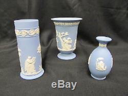 31pc Mixed Lot Wedgwood CREAM ON LAVENDER (Blue) NEOCLASSIC Jasperware Vases Etc