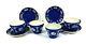 4 Antique Wedgwood Dark Blue Jasper Ware Jasperware Cups&saucers