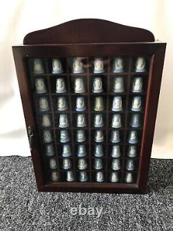 48 Wedgwood jasperware Thimbles in display case all in excellent condition