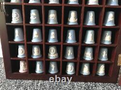 48 Wedgwood jasperware Thimbles in display case all in excellent condition