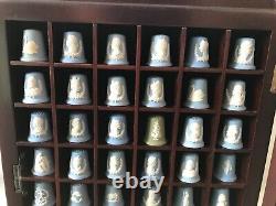 48 Wedgwood jasperware Thimbles in display case all in excellent condition