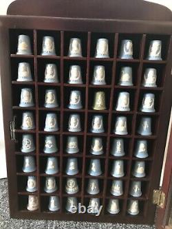 48 Wedgwood jasperware Thimbles in display case all in excellent condition