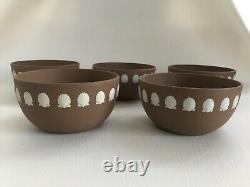 5 Wedgwood Brown Jasperware Shell Design Bowls In Excellent Condition