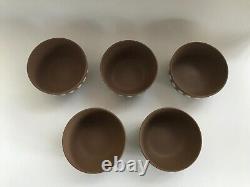 5 Wedgwood Brown Jasperware Shell Design Bowls In Excellent Condition