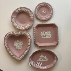 5 Wedgwood Jasperware Pink Pin Dish trinket tray plate vintage joblot