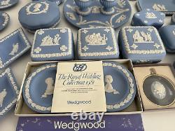 51 x Wedgwood Jasperware Light Blue Vintage Plates Bell, Boxes, Large Collection