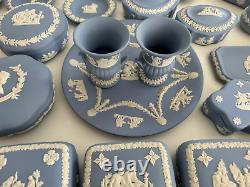 51 x Wedgwood Jasperware Light Blue Vintage Plates Bell, Boxes, Large Collection