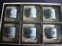 6 x Wedgwood Jasper Ware Miniature Loving Cups Boxed Set Various Colourways -1st