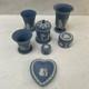 7 Pieces Set Of Wedgewood Blue Jasper Ware, Various Items. Good Condition