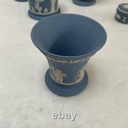 7 Pieces Set of Wedgewood Blue Jasper Ware, Various Items. Good Condition