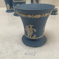 7 Pieces Set of Wedgewood Blue Jasper Ware, Various Items. Good Condition