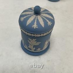 7 Pieces Set of Wedgewood Blue Jasper Ware, Various Items. Good Condition