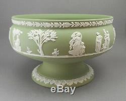 8 1/2 Vintage Wedgwood Jasperware Footed Centerpiece Fruit Bowl Sage Green