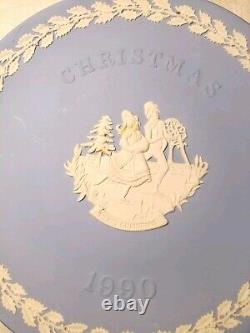 8 Wedgwood Blue Jasperware Christmas Plates 1975, 76, 80, 89, 90, 91, 93, 97