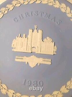 8 Wedgwood Blue Jasperware Christmas Plates 1975, 76, 80, 89, 90, 91, 93, 97