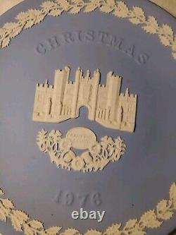 8 Wedgwood Blue Jasperware Christmas Plates 1975, 76, 80, 89, 90, 91, 93, 97