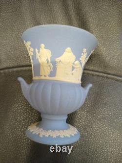 9 WEDGEWOOD Jasperware Blue Vase, Plates, Lidded Dish, Trinket Boxes COLLECTORS