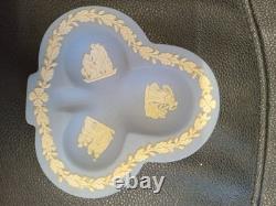 9 WEDGEWOOD Jasperware Blue Vase, Plates, Lidded Dish, Trinket Boxes COLLECTORS