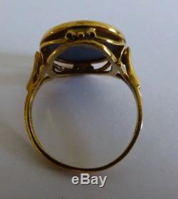 9ct Gold BLUE WEDGEWOOD Jasperware Cameo UK Ring Size L