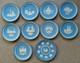 A Collection Of Ten Wedgwood Jasperware Christmas Plates 1970-1978 21 Cm Boxed