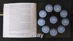 A Collection of Ten Wedgwood Jasperware Christmas Plates 1970-1978 21 cm Boxed