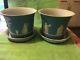A Pair Of 19th Century Wedgwood Blue And White Jasper Ware Jardiniere And Stands