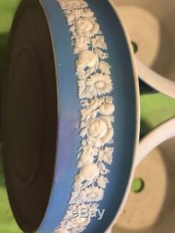 A PAIR Of 19th Century Wedgwood Blue And White Jasper Ware Jardiniere And Stands