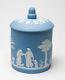 A Vintage Wedgwood Blue Jasper Ware Biscuit Barrel/cookie Jar